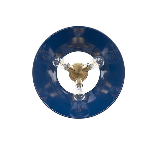 Golden Orwell 3-Light Flush Mount, Champagne Bronze/Matte Navy