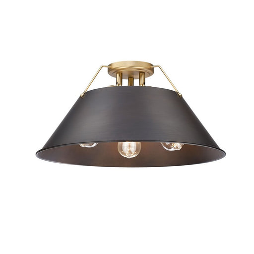 Golden Orwell 3-Light Flush Mount, Champagne Bronze/Bronze - 3306-3FMBCB-RBZ