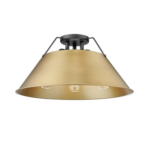 Golden Orwell 3-Light Flush Mount, Matte Black/Champ Bronze - 3306-3FMBLK-BCB