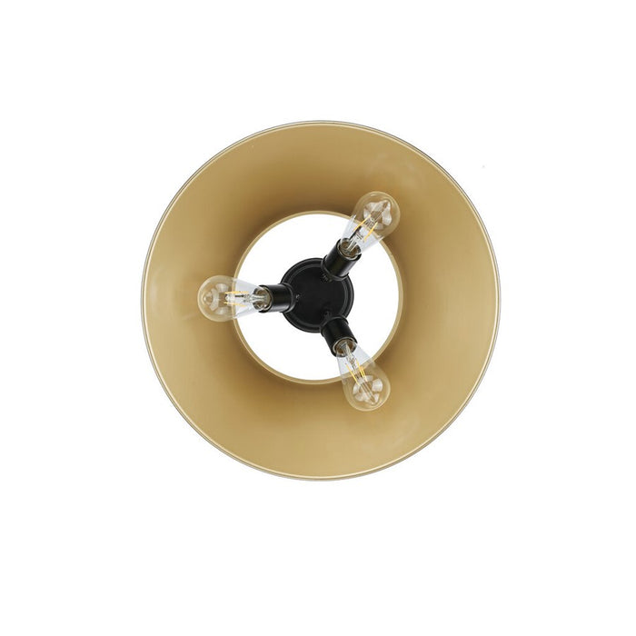 Golden Orwell 3-Light Flush Mount, Matte Black/Champ Bronze