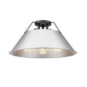 Golden Lighting Orwell 3-Light Flush Mount, Matte Black/Chrome - 3306-3FMBLK-CH