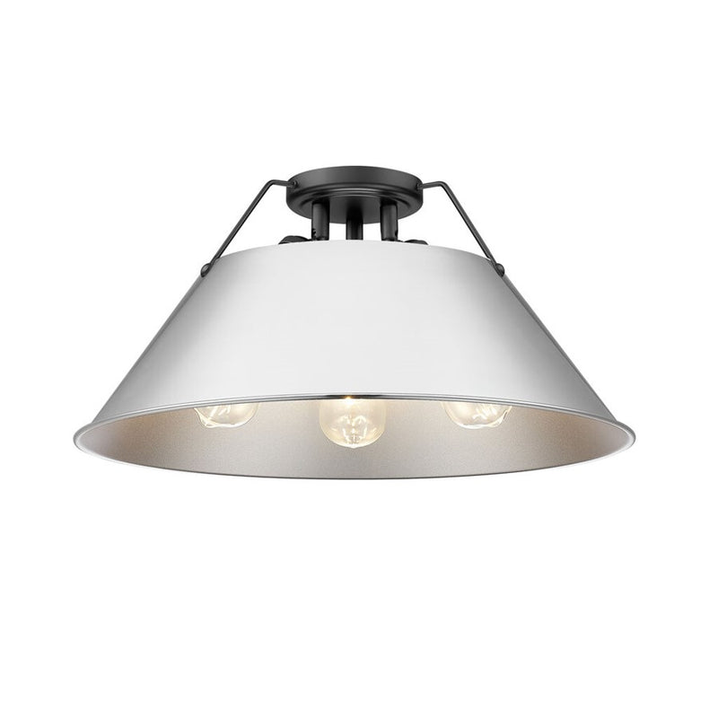 Golden Lighting Orwell 3-Light Flush Mount, Matte Black/Chrome - 3306-3FMBLK-CH