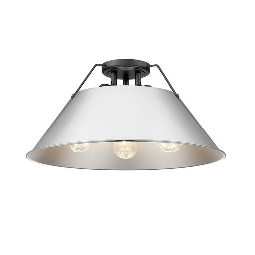 Golden Lighting Orwell 3-Light Flush Mount, Matte Black/Chrome - 3306-3FMBLK-CH