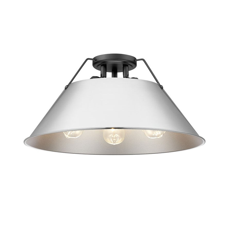 Golden Lighting Orwell 3-Light Flush Mount, Matte Black/Chrome - 3306-3FMBLK-CH
