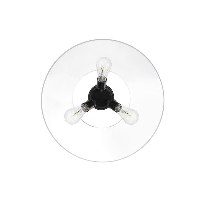 Golden Orwell 3-Light Flush Mount, Matte Black/Clear Glass