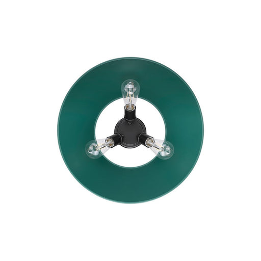 Golden Orwell 3-Light Flush Mount, Matte Black/Pine Green