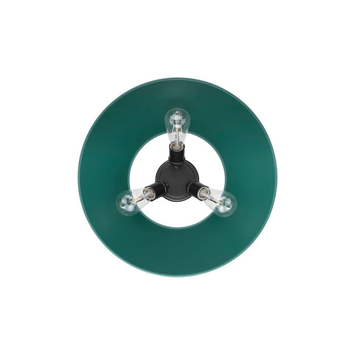 Golden Orwell 3-Light Flush Mount, Matte Black/Pine Green