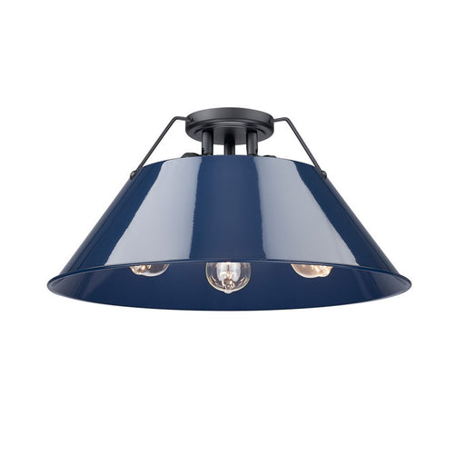 Golden Orwell 3-Light Flush Mount, Matte Black/Matte Navy - 3306-3FMBLK-NVY