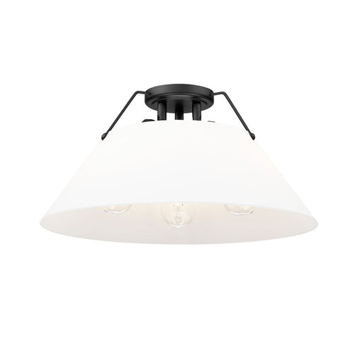 Golden Orwell 3-Light Flush Mount, Matte Black/Opal Glass - 3306-3FMBLK-OP
