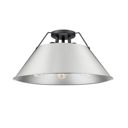 Golden Lighting Orwell 3-Light Flush Mount, Matte Black/Pewter - 3306-3FMBLK-PW