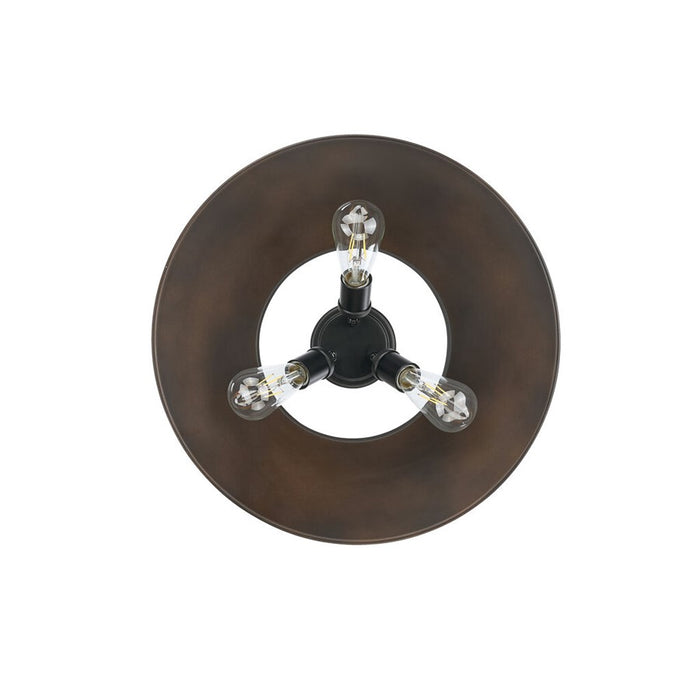 Golden Orwell 3-Light Flush Mount, Matte Black/Rubbed Bronze