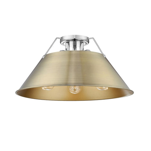 Golden Lighting Orwell 3-Light Flush Mount, Chrome/Aged Brass - 3306-3FMCH-AB