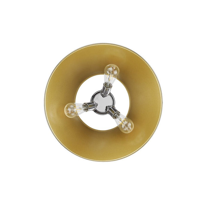 Golden Lighting Orwell 3-Light Flush Mount, Chrome/Aged Brass