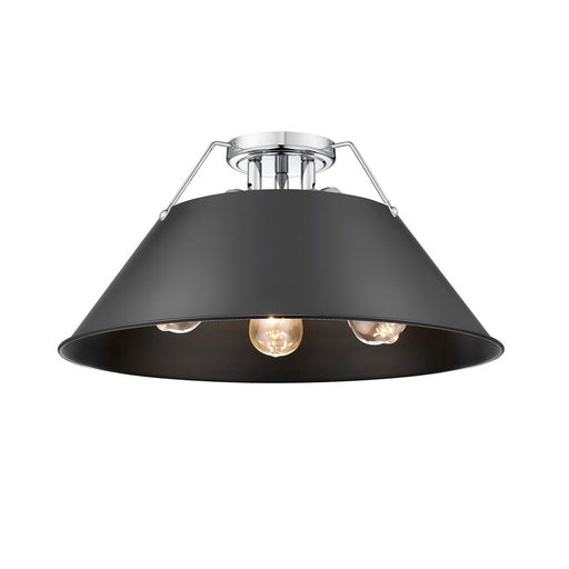 Golden Lighting Orwell 3-Light Flush Mount, Chrome/Matte Black - 3306-3FMCH-BLK