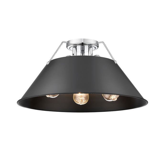 Golden Lighting Orwell 3-Light Flush Mount, Chrome/Matte Black - 3306-3FMCH-BLK