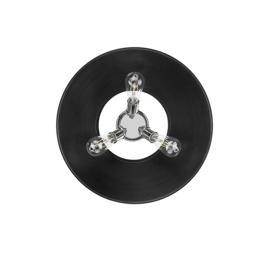 Golden Lighting Orwell 3-Light Flush Mount, Chrome/Matte Black