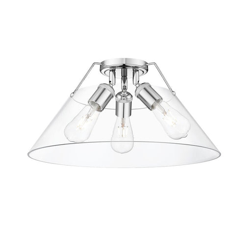 Golden Lighting Orwell 3-Light Flush Mount, Chrome/Clear Glass - 3306-3FMCH-CLR