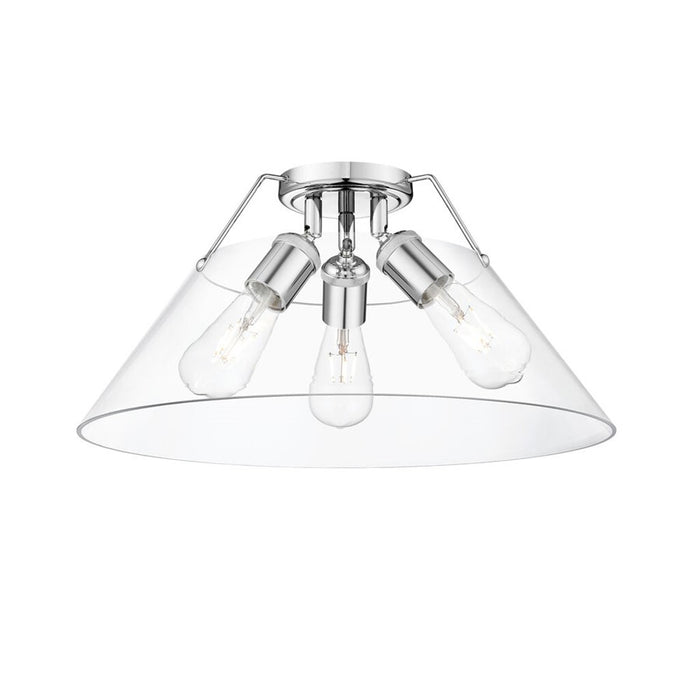 Golden Lighting Orwell 3-Light Flush Mount, Chrome/Clear Glass - 3306-3FMCH-CLR