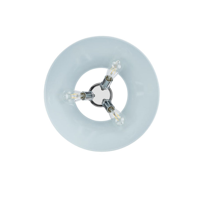 Golden Lighting Orwell 3-Light Flush Mount, Chrome/Dusky Blue
