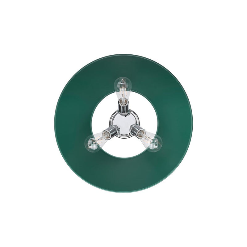 Golden Lighting Orwell 3-Light Flush Mount, Chrome/Pine Green