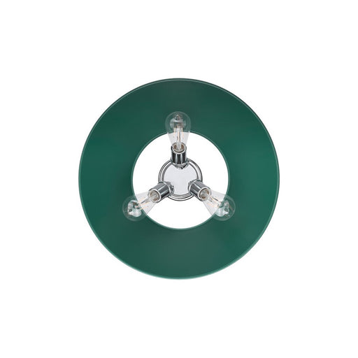 Golden Lighting Orwell 3-Light Flush Mount, Chrome/Pine Green