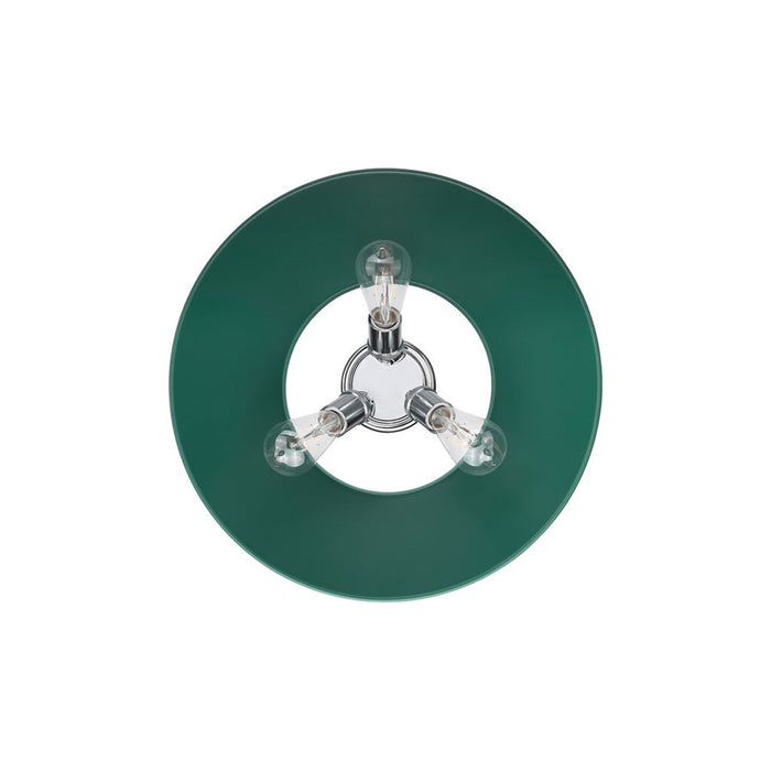 Golden Lighting Orwell 3-Light Flush Mount, Chrome/Pine Green