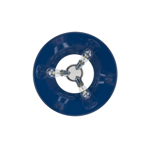 Golden Lighting Orwell 3-Light Flush Mount, Chrome/Matte Navy