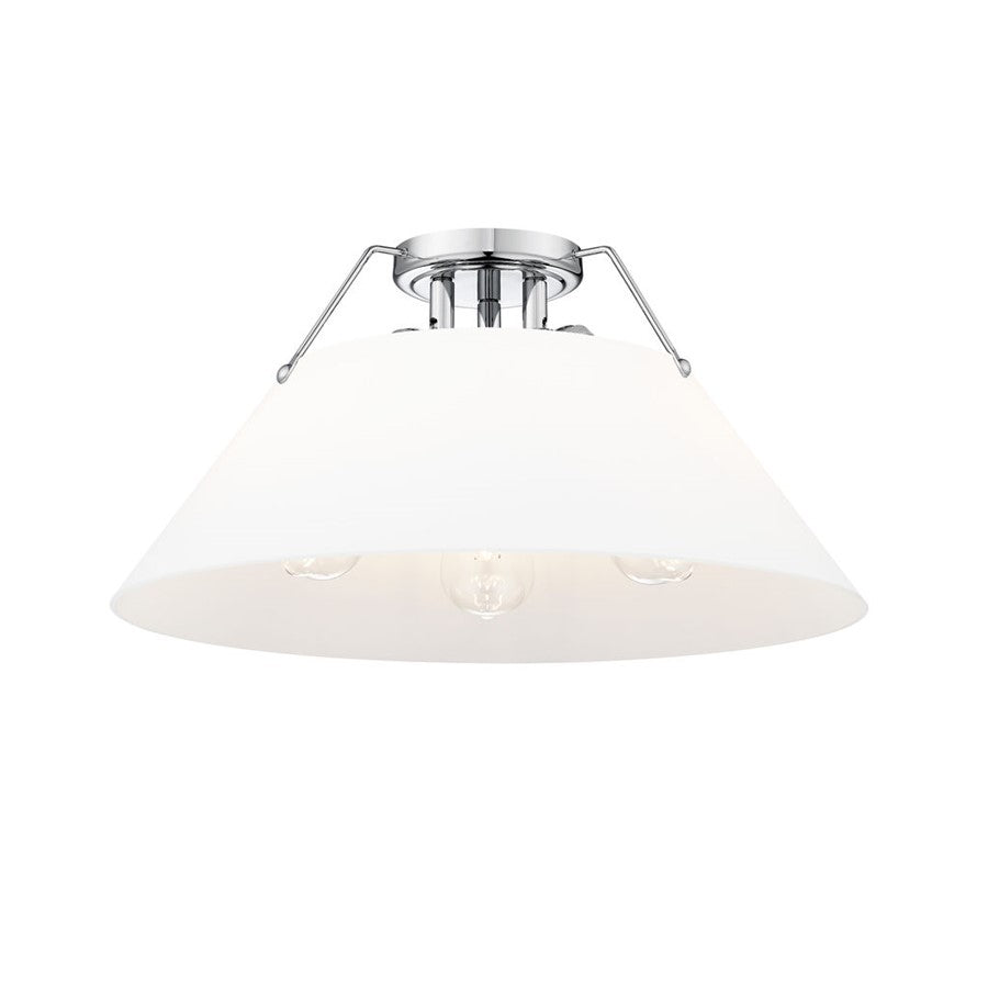 Golden Lighting Orwell 3-Light Flush Mount, Chrome/Opal Glass - 3306-3FMCH-OP