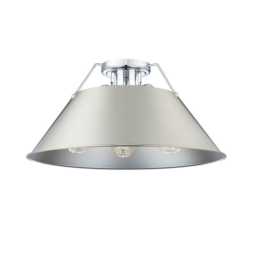 Golden Lighting Orwell 3-Light Flush Mount, Chrome/Pewter - 3306-3FMCH-PW