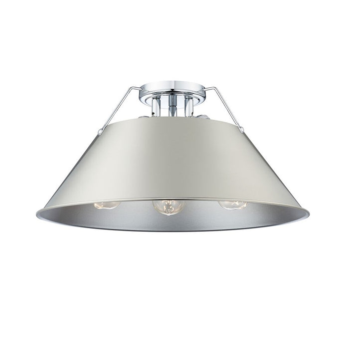 Golden Lighting Orwell 3-Light Flush Mount, Chrome/Pewter - 3306-3FMCH-PW