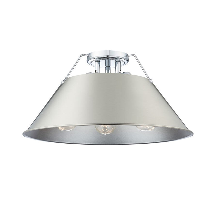 Golden Lighting Orwell 3-Light Flush Mount, Chrome/Pewter - 3306-3FMCH-PW