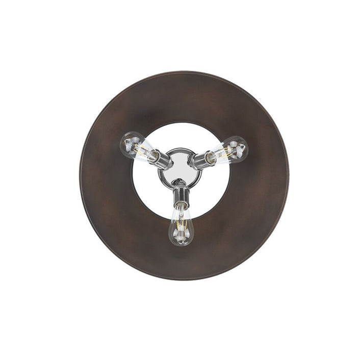 Golden Orwell 3-Light Flush Mount, Chrome/Rubbed Bronze