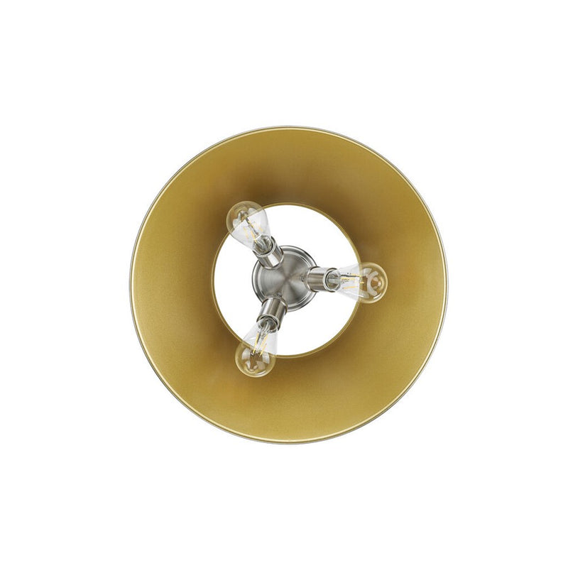 Golden Lighting Orwell 3-Light Flush Mount, Pewter/Aged Brass