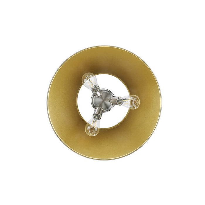 Golden Lighting Orwell 3-Light Flush Mount, Pewter/Aged Brass