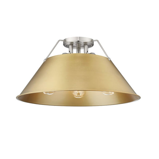 Golden Orwell 3-Lt Flush Mount, Pewter/Brushed Champagne Bronze - 3306-3FMPW-BCB