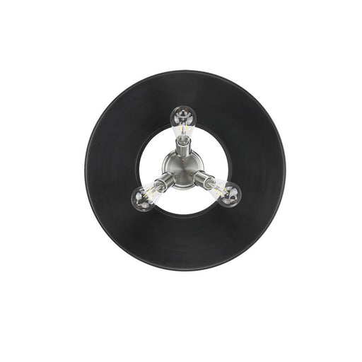 Golden Lighting Orwell 3-Light Flush Mount, Pewter/Matte Black