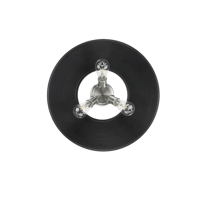 Golden Lighting Orwell 3-Light Flush Mount, Pewter/Matte Black