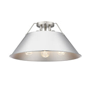 Golden Lighting Orwell 3-Light Flush Mount, Pewter/Chrome - 3306-3FMPW-CH