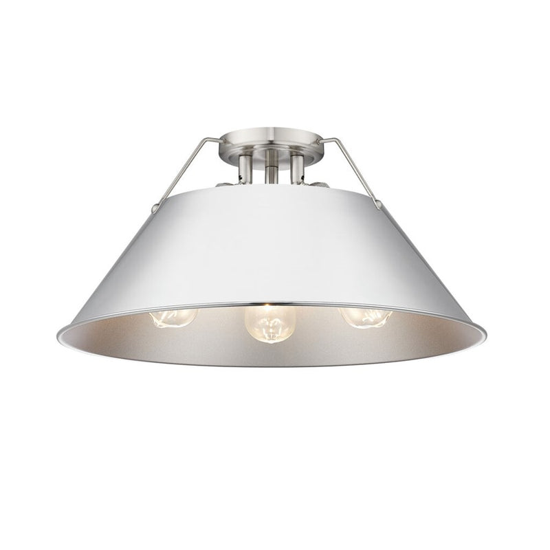 Golden Lighting Orwell 3-Light Flush Mount, Pewter/Chrome - 3306-3FMPW-CH