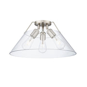 Golden Lighting Orwell 3-Light Flush Mount, Pewter/Clear Glass - 3306-3FMPW-CLR