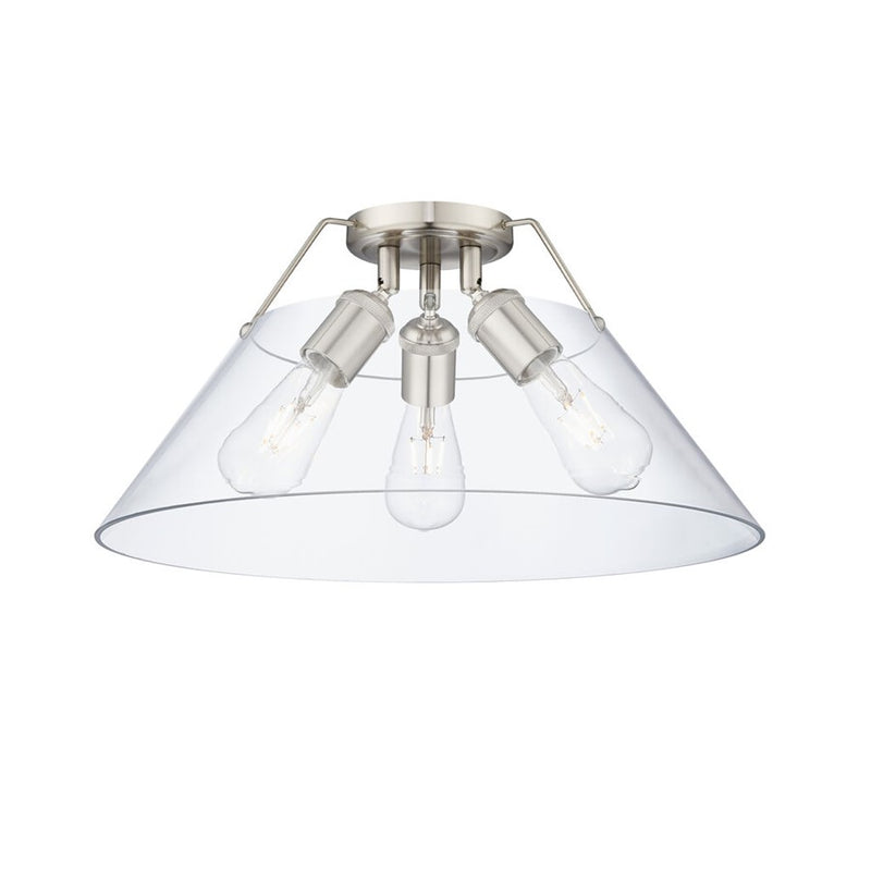 Golden Lighting Orwell 3-Light Flush Mount, Pewter/Clear Glass - 3306-3FMPW-CLR