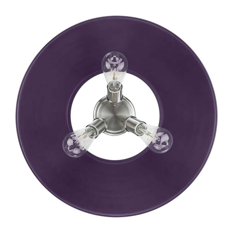 Golden Lighting Orwell 18in 3-Light Flush Mount | Industrial Pewter and Exotic Purple Steel | Hallway & Bathroom | Model 3306-3FM PW-EP