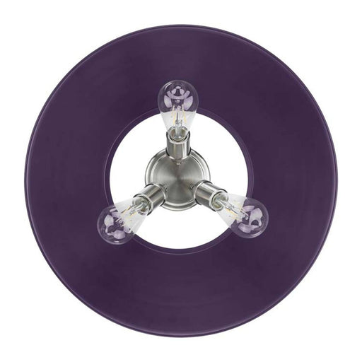 Golden Lighting Orwell 18in 3-Light Flush Mount | Industrial Pewter and Exotic Purple Steel | Hallway & Bathroom | Model 3306-3FM PW-EP