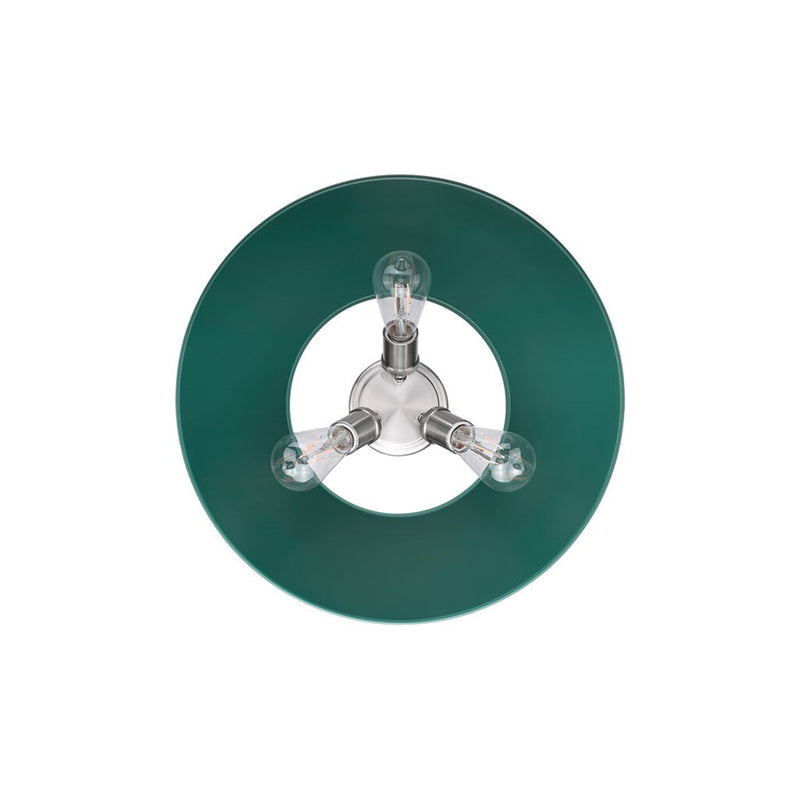 Golden Lighting Orwell 3-Light Flush Mount, Pewter/Pine Green
