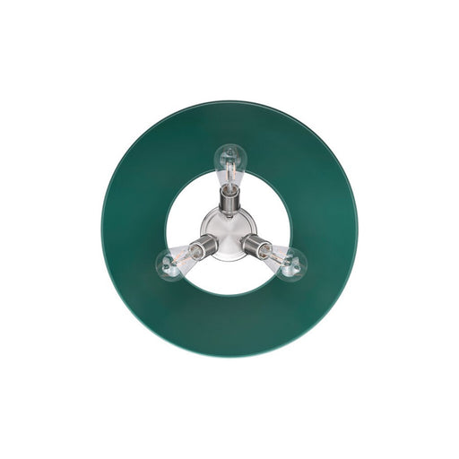 Golden Lighting Orwell 3-Light Flush Mount, Pewter/Pine Green