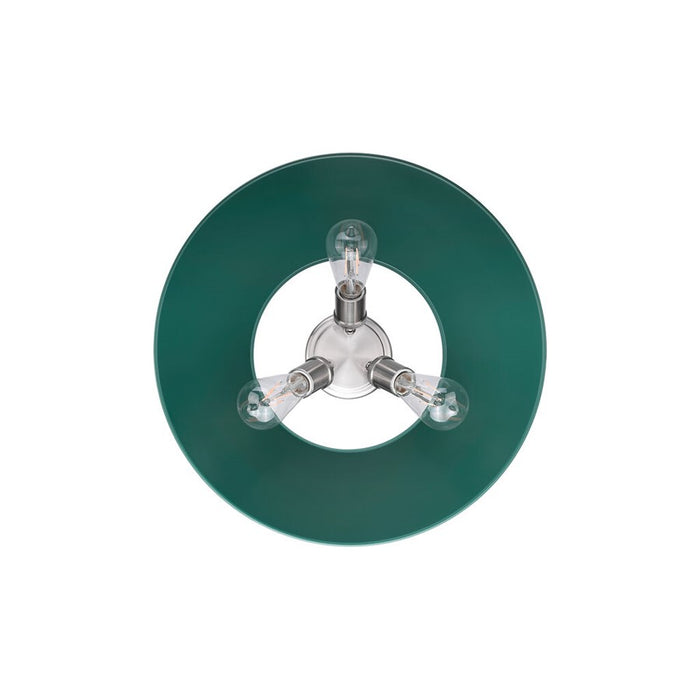 Golden Lighting Orwell 3-Light Flush Mount, Pewter/Pine Green