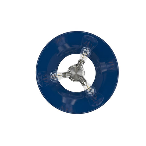 Golden Lighting Orwell 3-Light Flush Mount, Pewter/Matte Navy