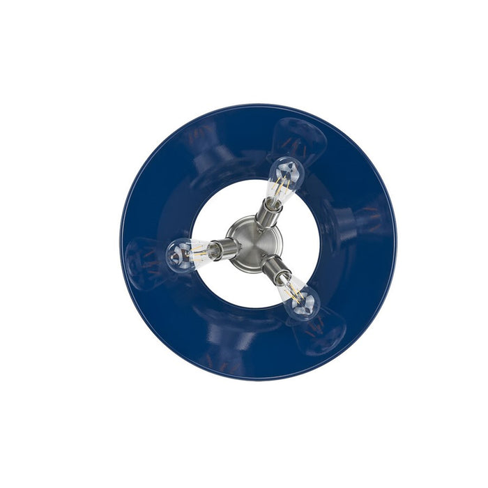 Golden Lighting Orwell 3-Light Flush Mount, Pewter/Matte Navy