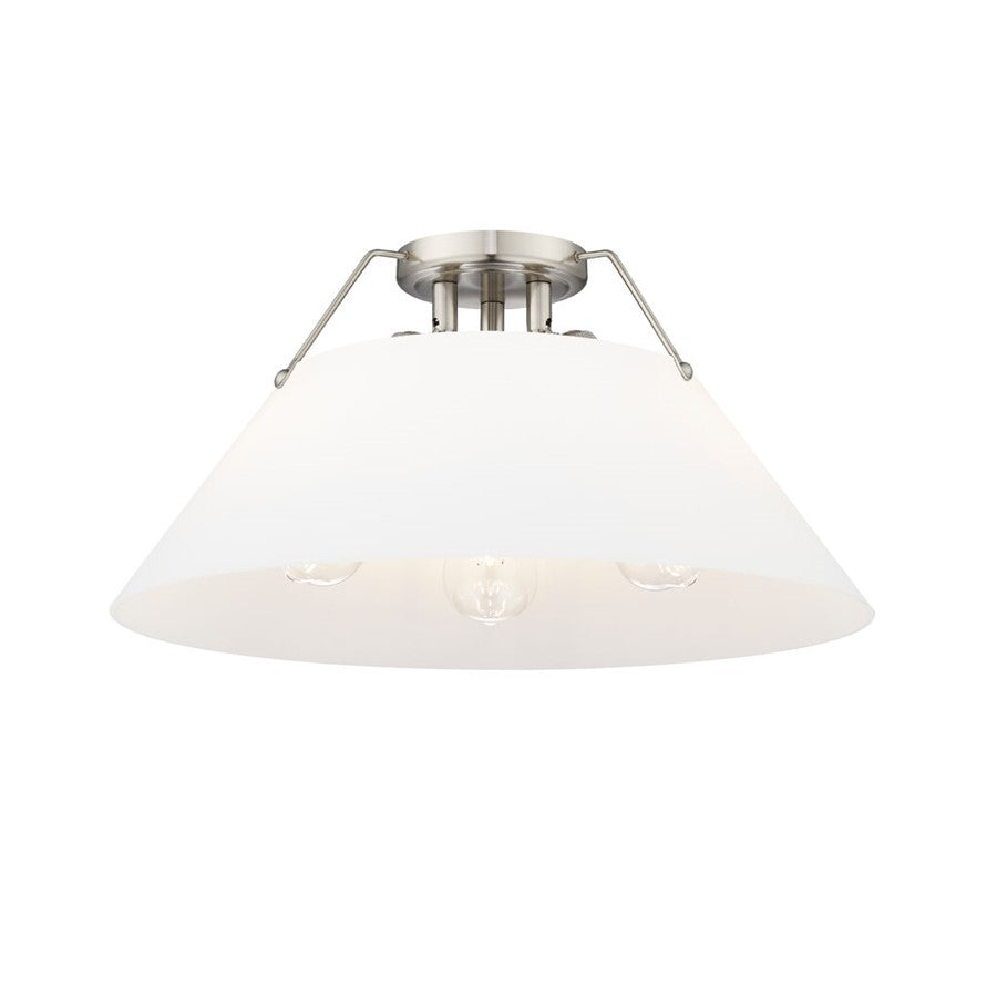 Golden Lighting Orwell 3-Light Flush Mount, Pewter/Opal Glass - 3306-3FMPW-OP