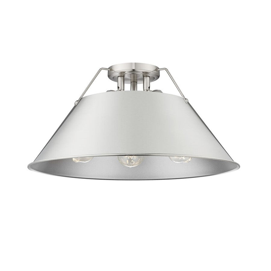 Golden Lighting Orwell 3-Light Flush Mount, Pewter/Pewter - 3306-3FMPW-PW